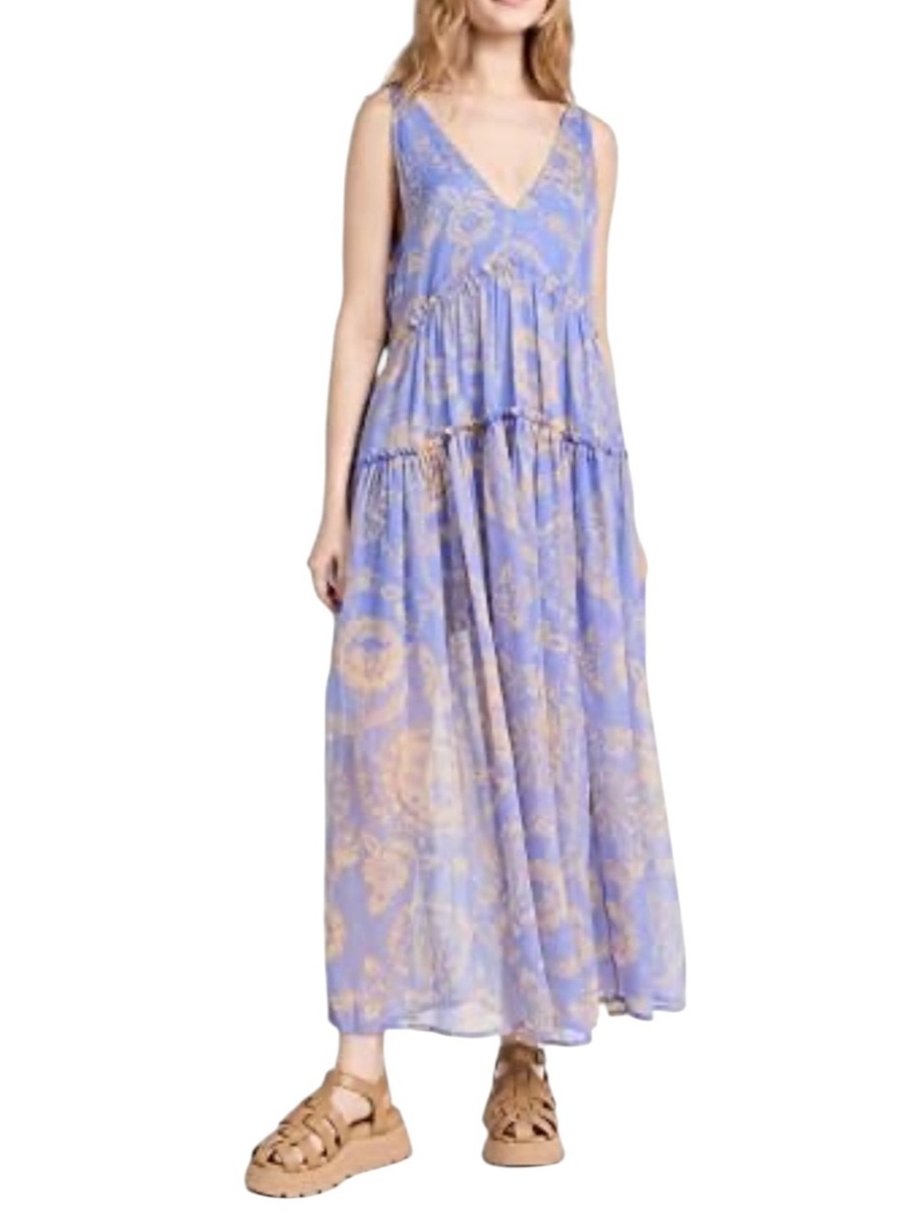 Free People Juliana Paisley V-Neck Tiered Maxi Dress
